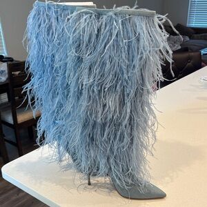 Steve Madden Light Blue Feathered Boots
